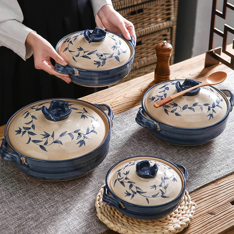 

Heat Resistant Hand Painted Casserole Nordic Bibimbap Ceramic Cooking Pot Cookware Ramen Bowl Casserole Home Products DH50SG