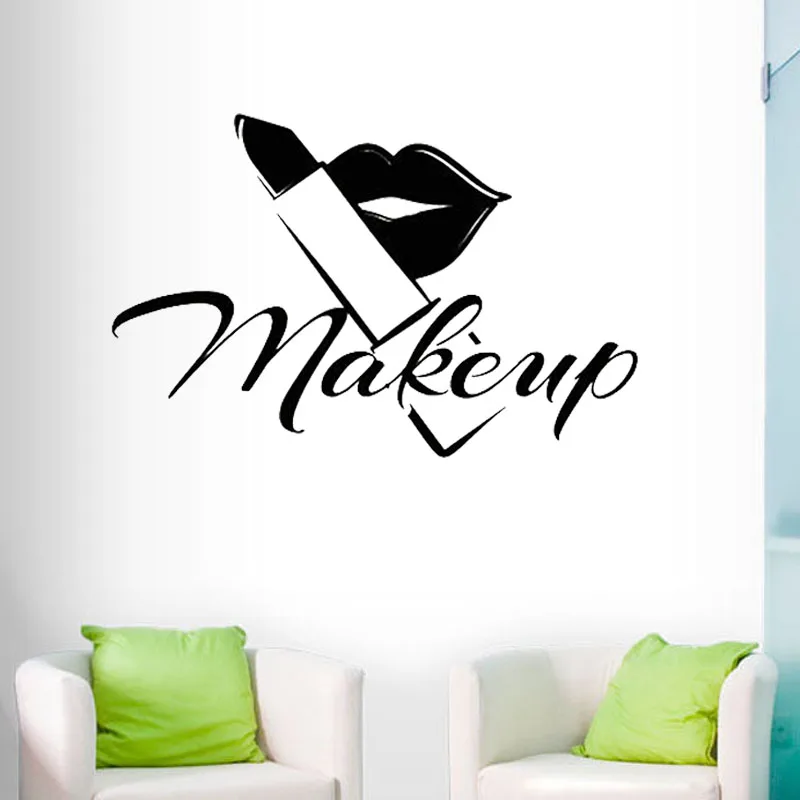 

Makeup Lips Lipstick Wall Sticker Beauty Salon Shop Vinyl Wall Decals Art Mural Removable Living Room Bedroom Decoration Poster