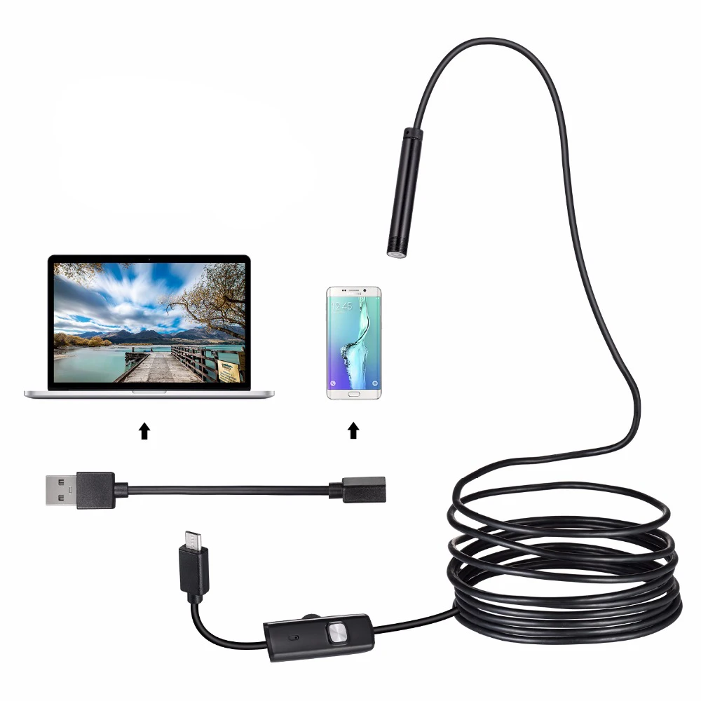 

Endoscopy 7mm/8mm Lens 1M 2M 5M Android USB Endoscope Camera Flexible Snake USB Pipe Inspection Android Phone Borescope Camera