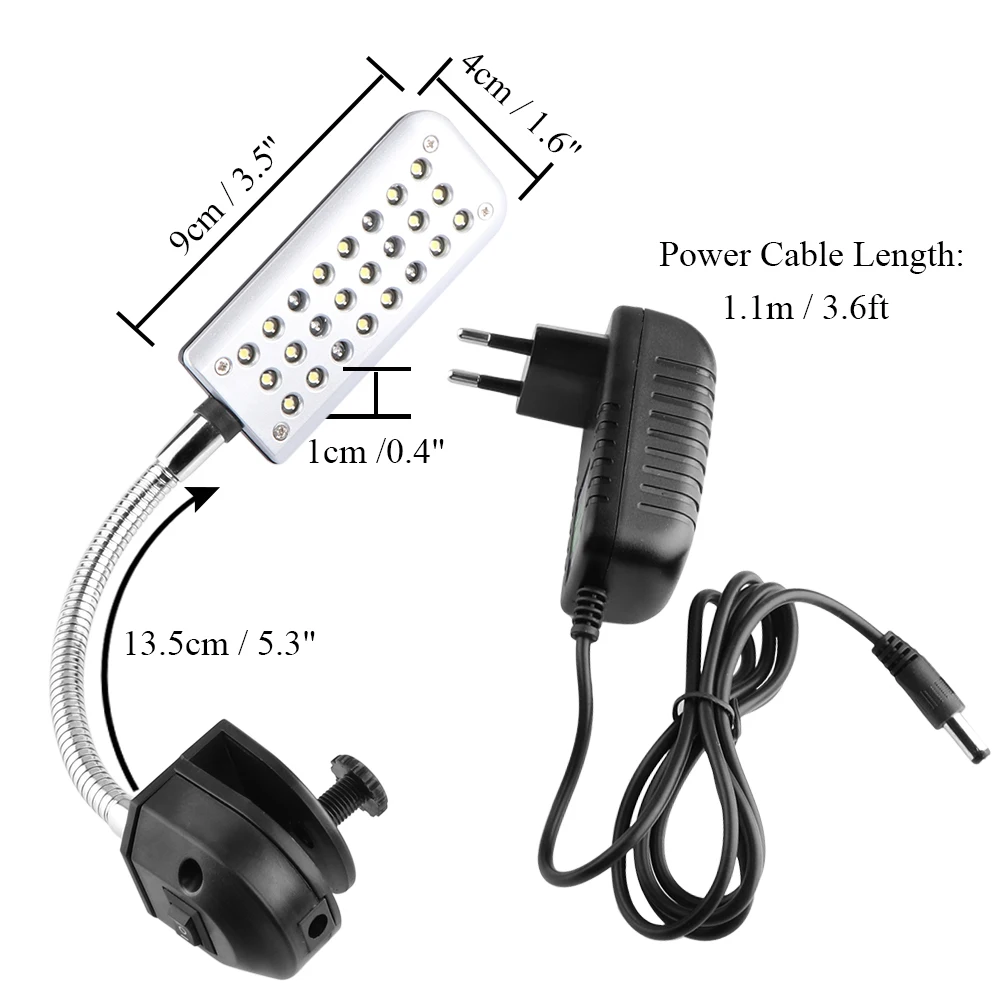 24 светодиодный светильник для аквариума гибкий белый и синий с зажимом вилкой