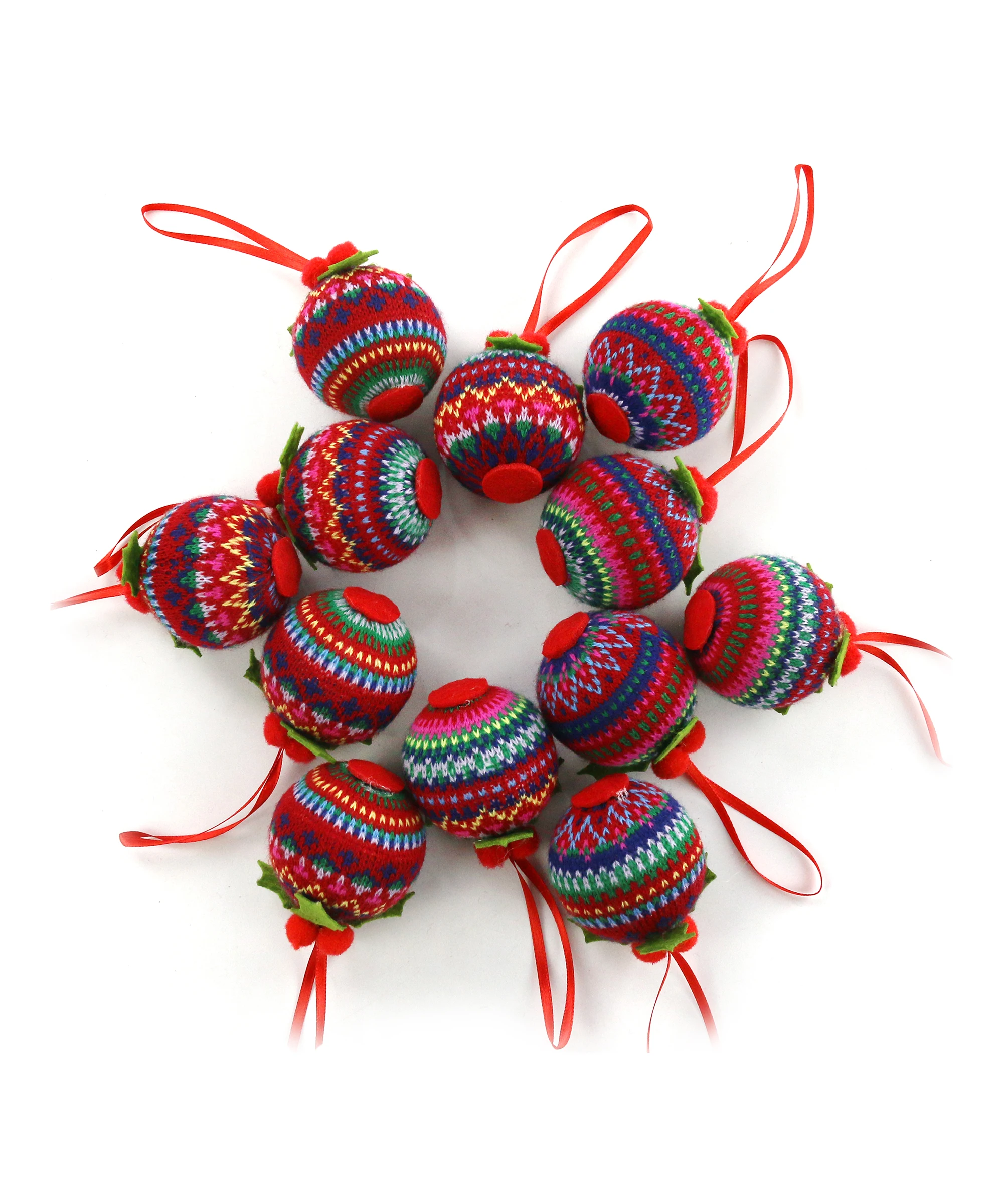 Прямая поставка вязаные рождественские украшения в форме шара с яркими