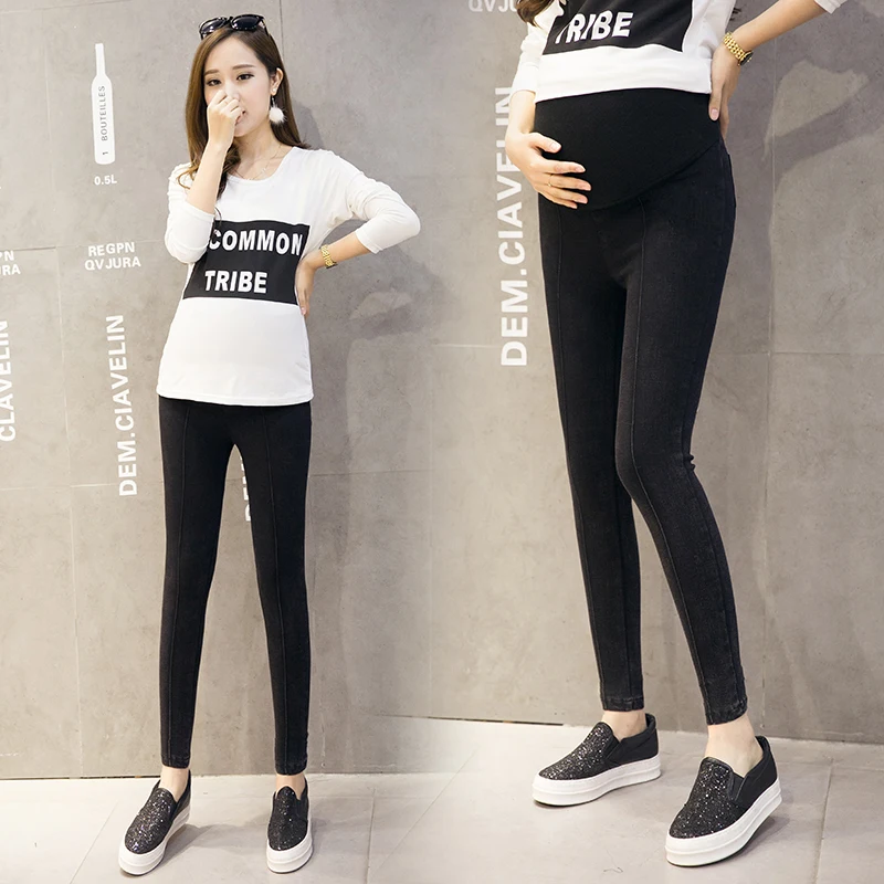 

9137# Spring Summer Thin Stretch Denim Maternity Skinny Legging Elastic Waist Belly Pencil Pants for Pregnant Women Pregnancy