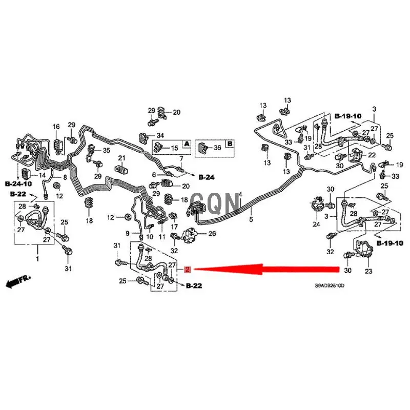 

Left front brake hose 2006-Hon daC RV caliper sub-cylinder brake hose left and right reinforced brake steel throat brake hose