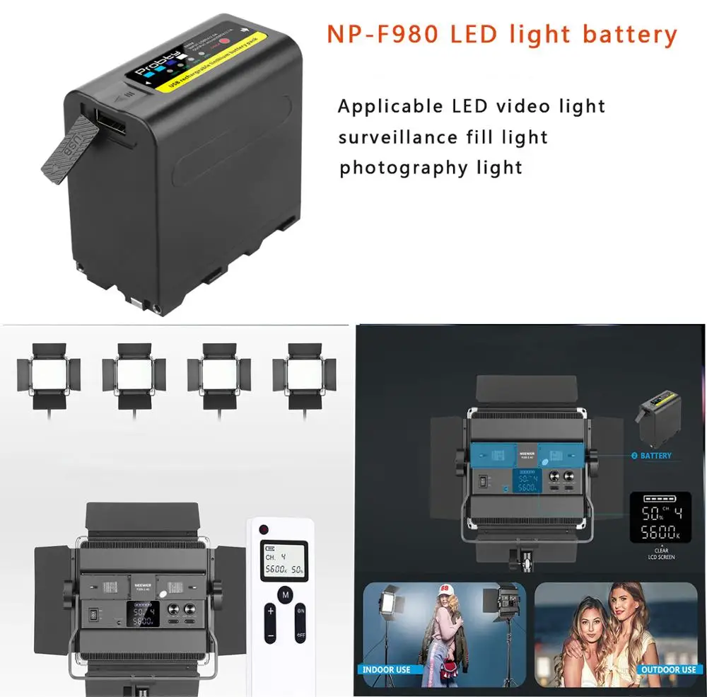 

NP-F970 NP-F980 8800mAh with LED power indicator Photographic Lamp Battery for NP F970 F960 LED Video Light Lamp Battery