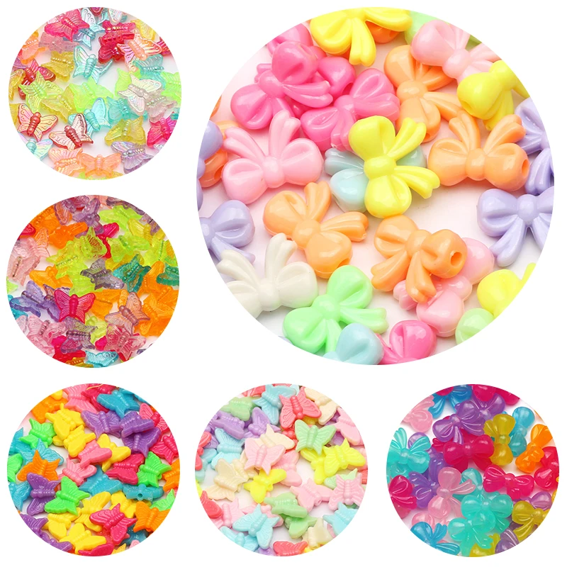 

Acrylic Beads Colored Cartoon Butterfly Loose Beads For Jewelry Making DIY Handmade Charm Bracelet Necklace Earrings Accessories