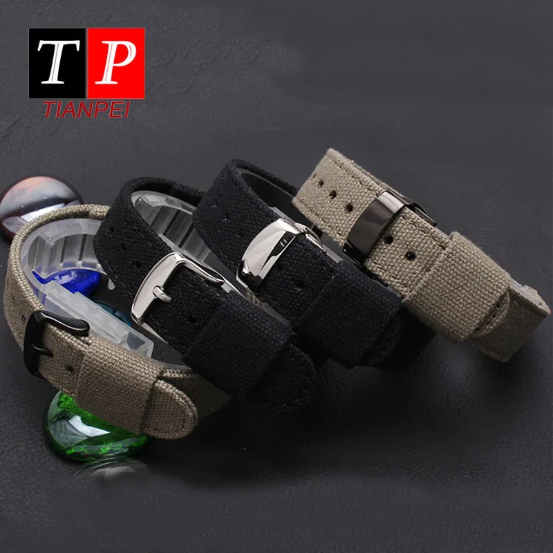 Nylon watch strap for 18mm 20mm 22mm thickened canvas bracelet sports waterproof men replace watch band comfortable