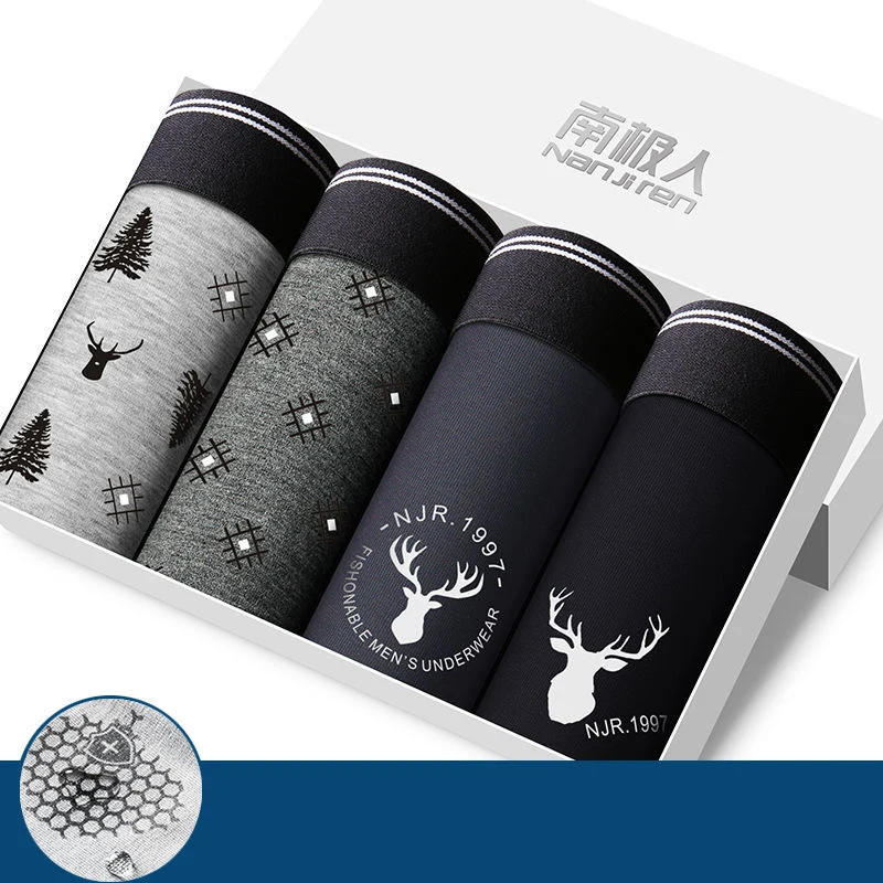 4pcs Mens Underwear Boxers Fashion Sexy Solid Men Underpants Boxer Shorts Comfortable Modal Male Panties Pouch Sheath Underpants