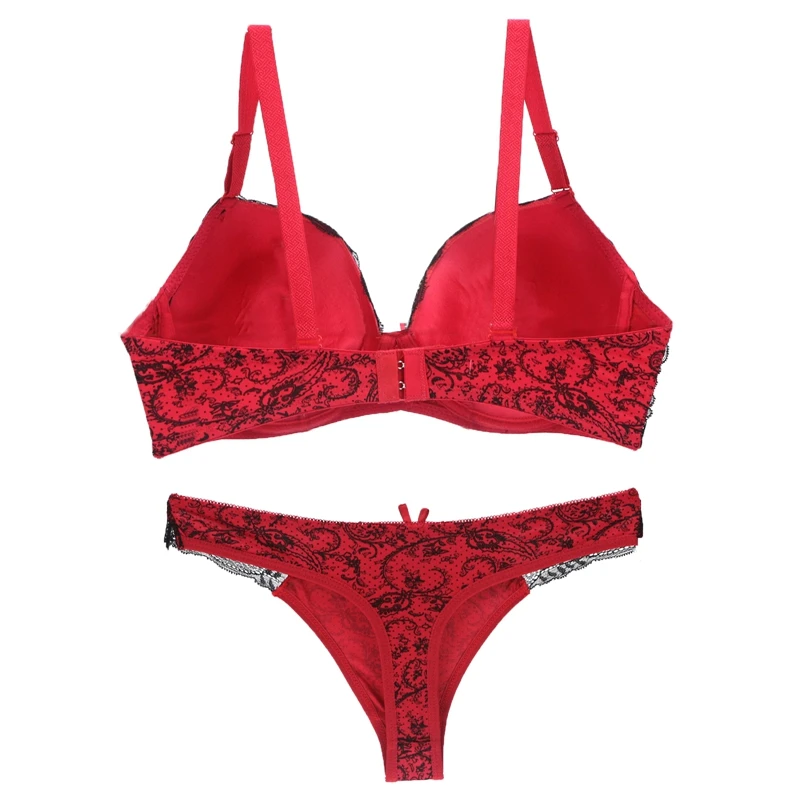 

New Sexy Lace Shoulder Strap Bras Set Ladies Underwear Push Up Large Size Lingerie Plus Two Cups Underwire CD Cup Bra Sets