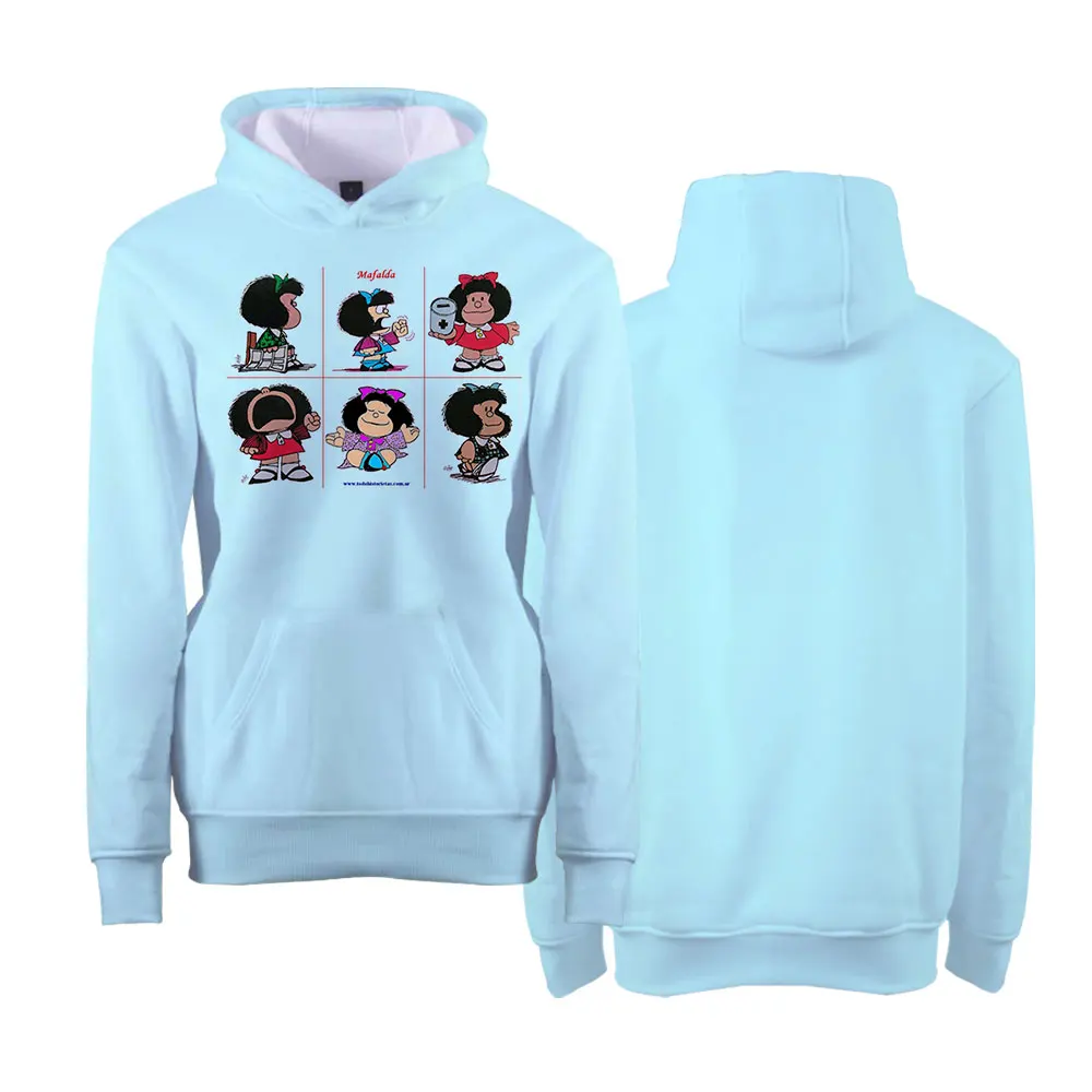 Футболка Mafalda с капюшоном женская футболка Мужская модная длинным рукавом