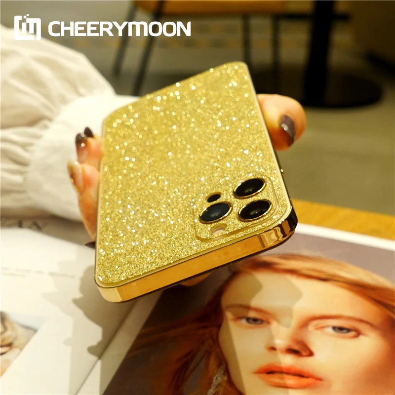 Dropshipping Luxury Glitter Bling Stickers For iPhone13 12 11 Pro Max Back For iPhone 7 8 13 Plus X XR XS MAX 12 Mini Body Film