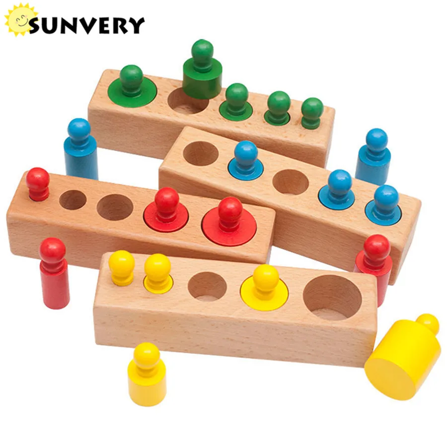 

Baby Montessori Educational Wooden Toys for Children Color Sorting Learning Toddler Preschool Toy Sensory Blocks Toys 4PC/1set
