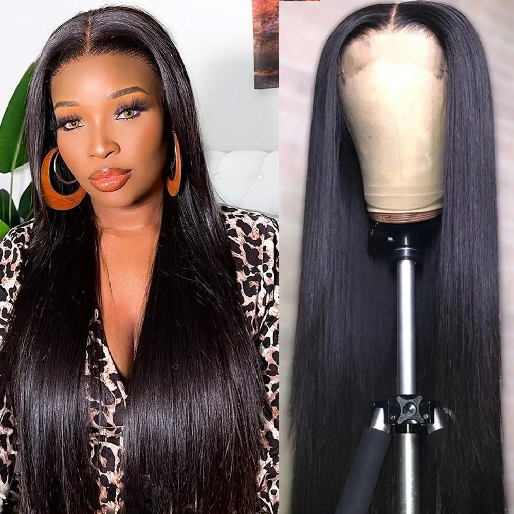 

Marchqueen Long Straight Lace Closure Wig Human Hair Wigs For Women 4X4 Lace Closure Wigs With Pre-Plucked Natural Hairline