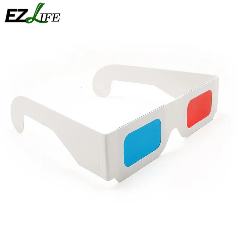 1x Universal Anaglyph Cardboard Paper Red Blue Cyan 3D Glasses For Movie Fast | Спорт и развлечения