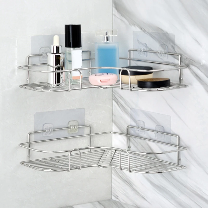 

2-Pack Corner Shower Caddy, Stainless Steel Wide Space Shower Shelf with Adhesive, Hanging Storage Organizer Strong and Sturdy f