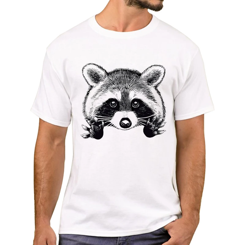TEEHUB Heiße Verkäufe Lustige Kleine Waschbär Buddy Männer T-Shirt Hipster Trash Panda Gedruckt T Shirts Kurzarm T-shirts Cool T – Detail 4