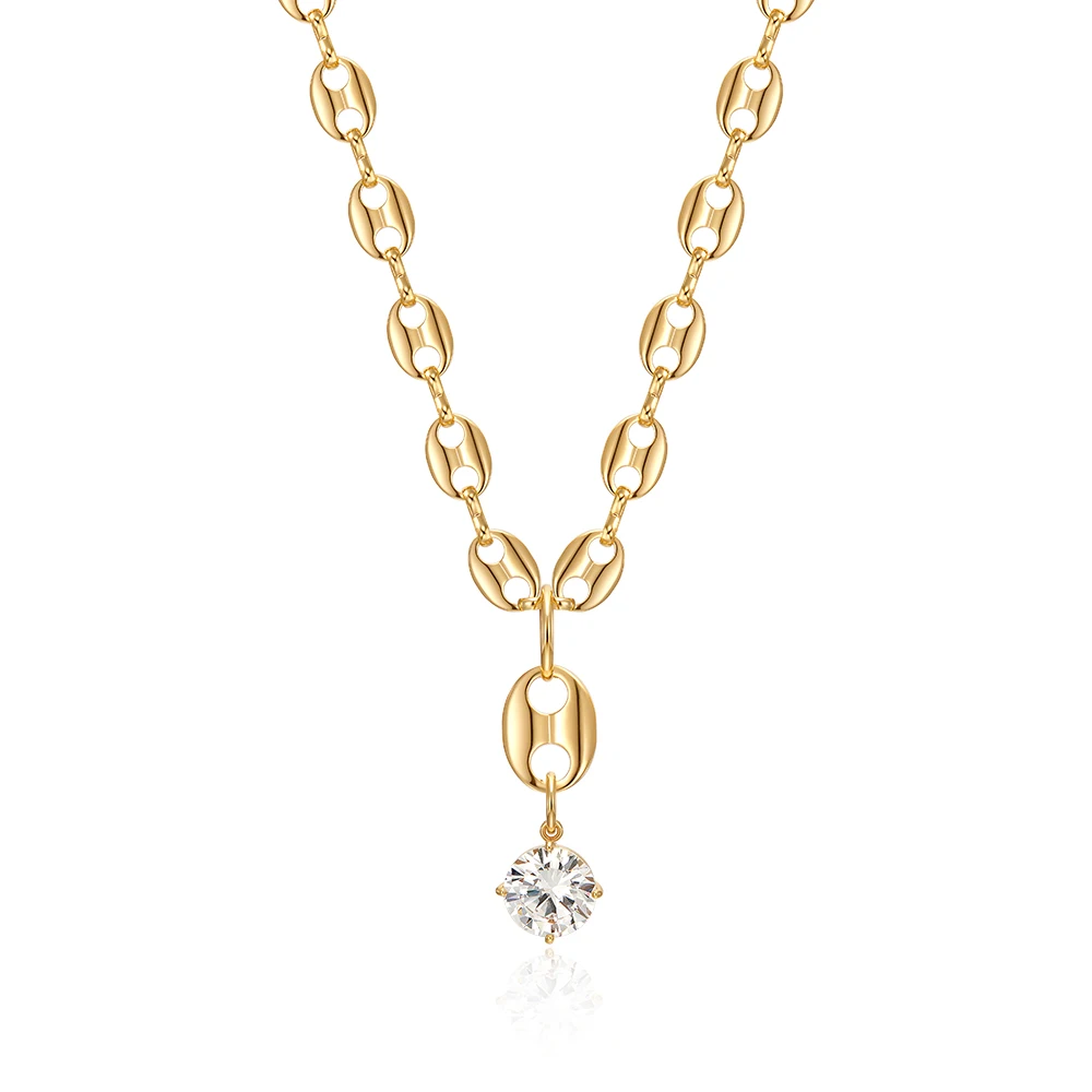 

Stylish hip-hop super textured pig nose zircon necklace couple neutral collarbone neck chain