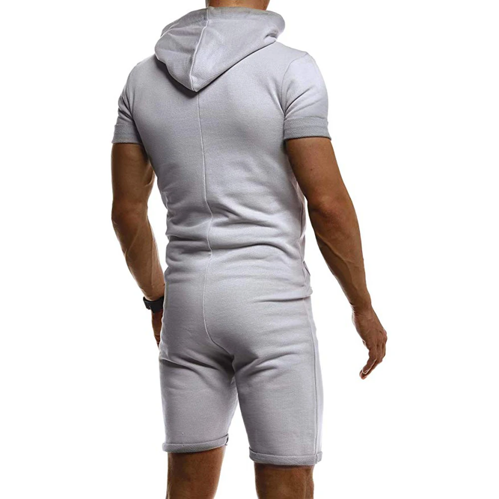 Мужской короткий комбинезон 2020 летняя футболка с короткими рукавами капюшоном и