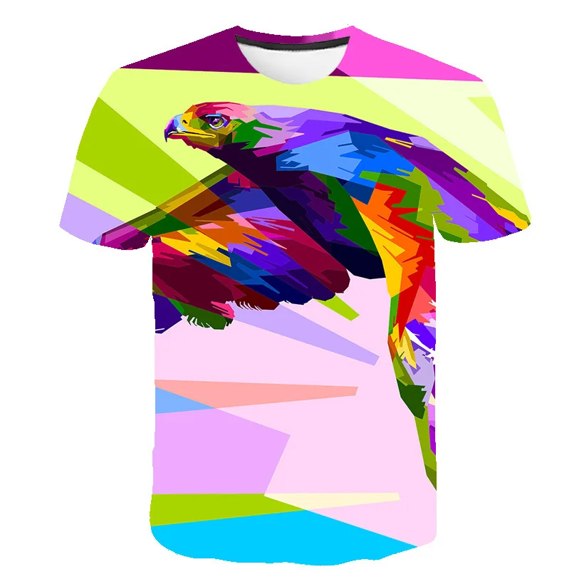 

Summer Loose Animal Kids Bird T-shirts Funny 3d Print Casual T-shirt Baby Oversized Parrot Short Sleeve T shirt 2021 4T-14T