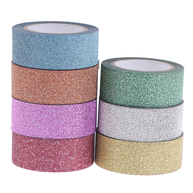 

Adhesive Glitter Washi Tape Stationery Scrapbooking Decorative Adhesive Tapes DIY Color Masking Tape School Supplies