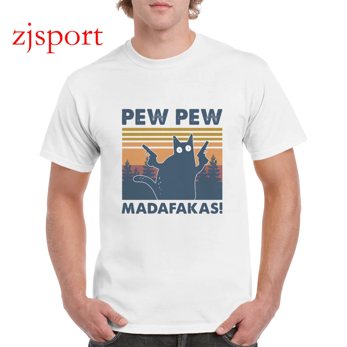 

Pop Pew Pew Madafakas Brand t shirt 100% Cotton T-shirts Harajuku Cat Graphic Oversized Top Female/Man