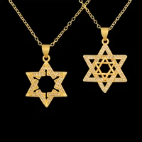 plated copper six point star jewelry for woman party wedding gift fashion geometric necklaces cz zircon star pendant necklace