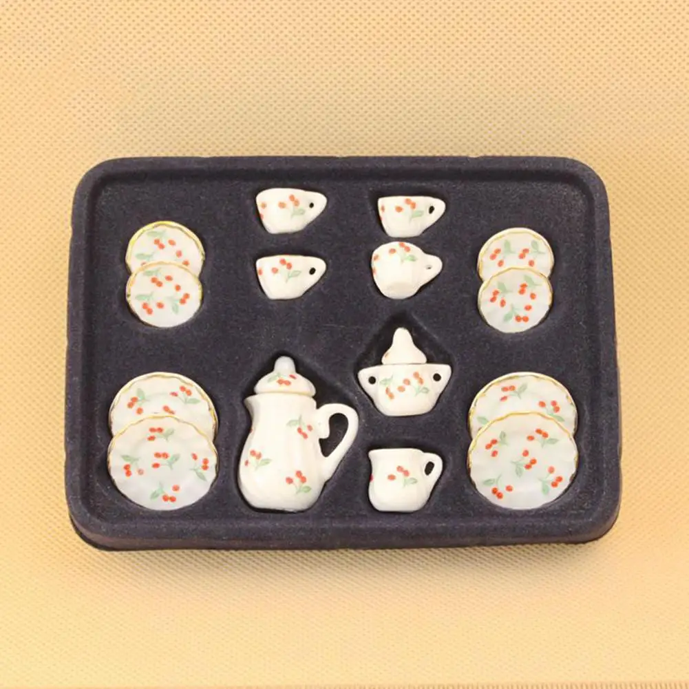 15 шт./компл. миниатюрный керамический цветочный чайник для кукольного домика