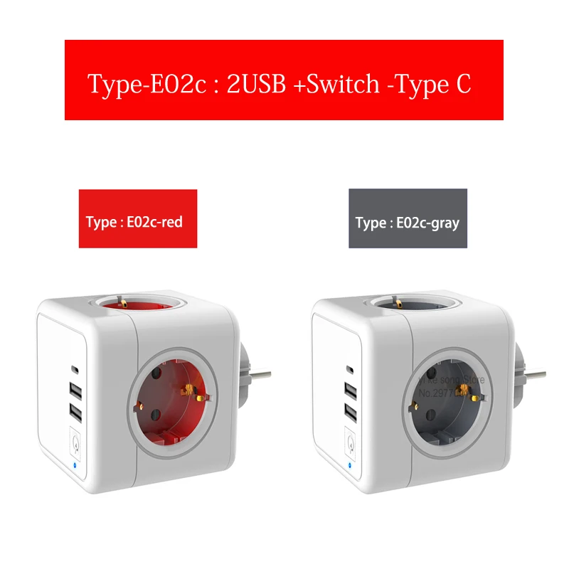 Sopend Power Strip EU Plug cube умная розетка 2 USB с переключателем Type C порты Электрический