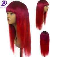 miss dona bangs wigs for black women 100 human hair brazilian straight red colored wig ombre hair full machine human hair wigs