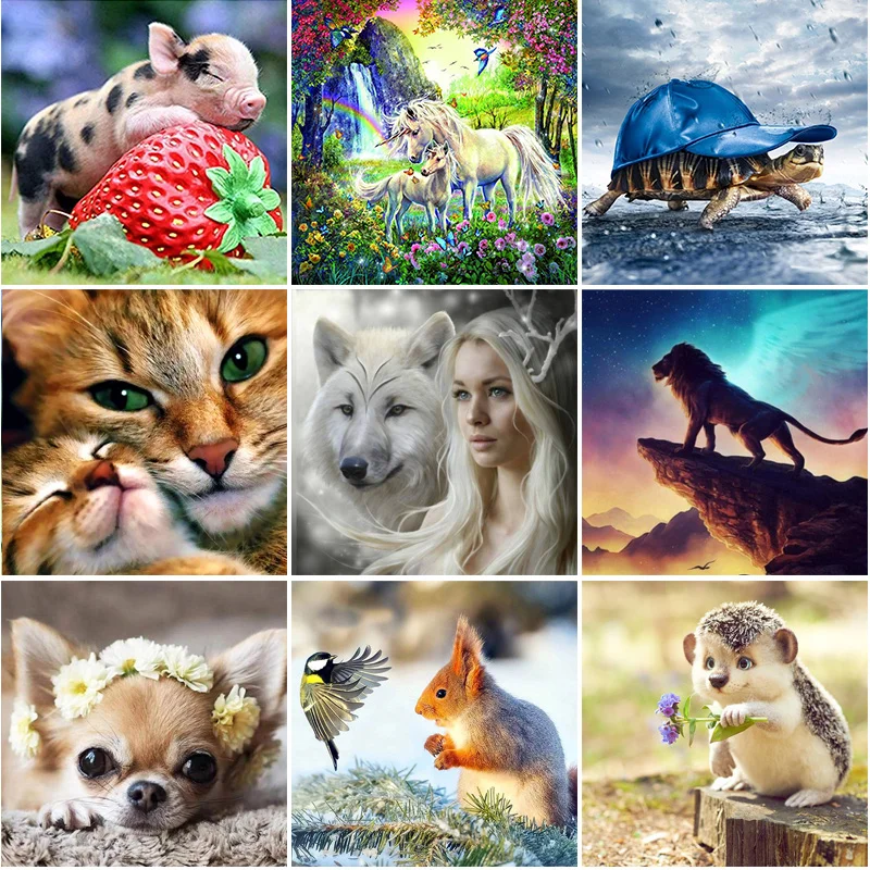 Полная квадратная/круглая дрель 5D DIY Алмазная картина животные Кошка Собака волк