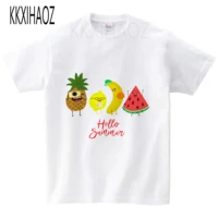 vogue cute baby girls kids t shirt pineapple print 2021 summer one pieces casual t shirt boys white tops clothes 2 14 year