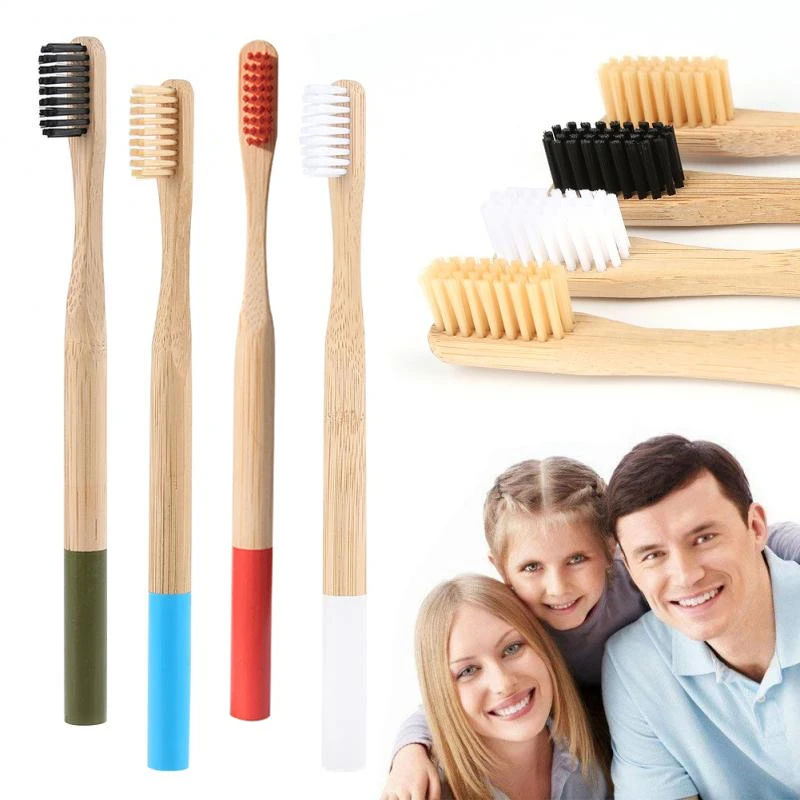 4/2 шт. натурального бамбука Зубная щётка es зубные щетки с мягкой щетиной для