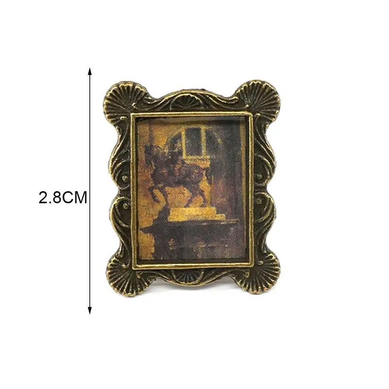 

1Pc 1:12 Dollhouse Miniature Retro Picture Frame Photo Doll House Accessory Toy