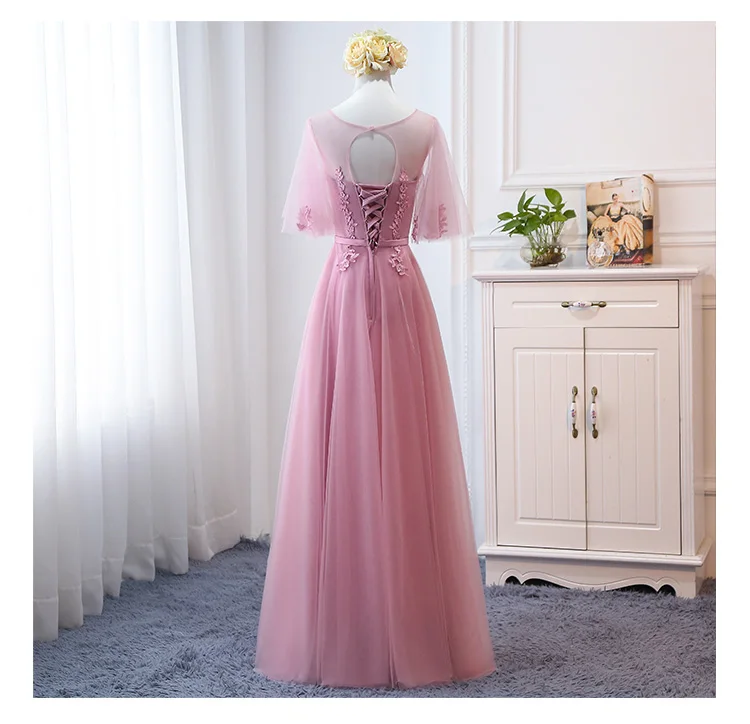 MNZ-9858Z# платье подружки невесты новые зимние рождественские платья средней длины с длинными рукавами г. Бледно-лиловый на шнуровке для девочек