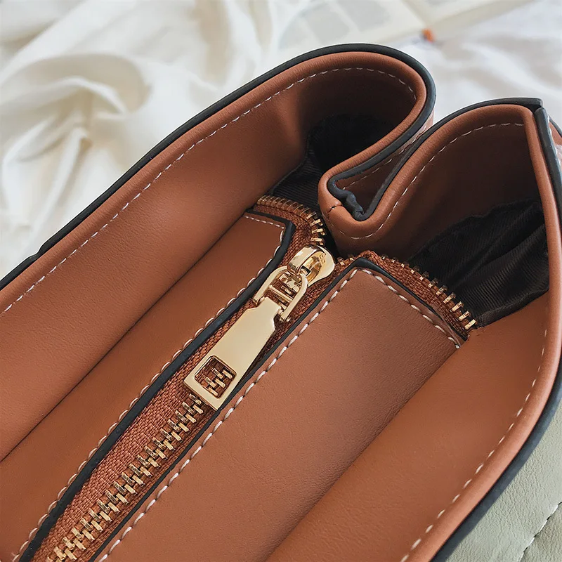 Autumn and winter women's bag high quality PU stitching color fashion hand student Messenger bags discount | Багаж и сумки