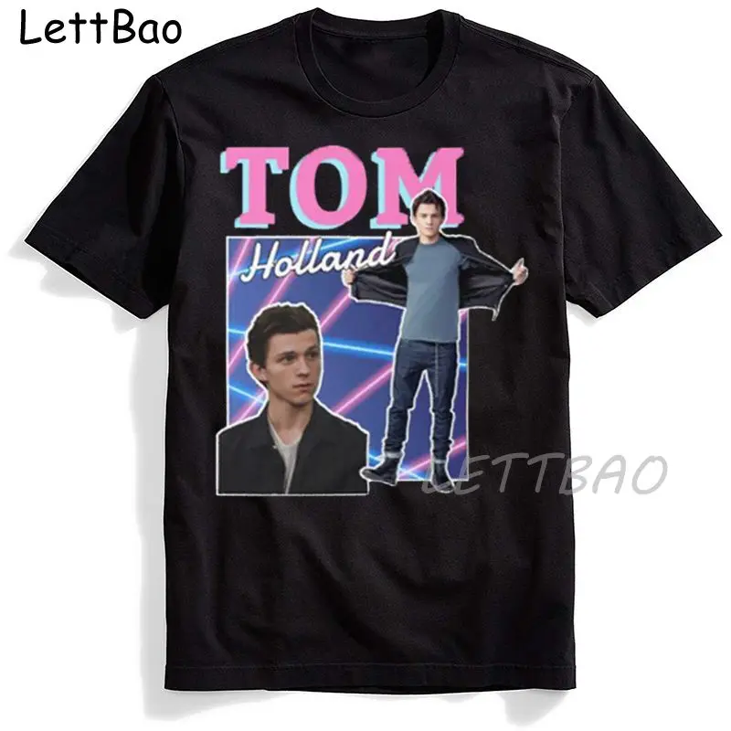 

Женская футболка с коротким рукавом Tom Holland, Повседневная Свободная черная футболка с коротким рукавом в стиле Харадзюку