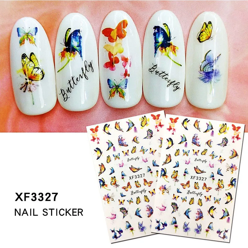 3D красочные Silder рисунки бабочек Nail Art Наклейки водяной знак DIY Советы наклейки для