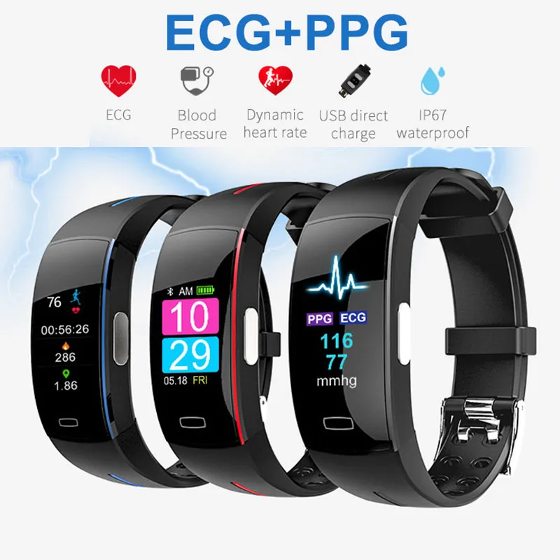 

Спортивный фитнес-браслет P3, цветной экран, смарт-браслет с поддержкой ЭКГ и PPG, отслеживание артериального давления, пульса, водонепроницае...