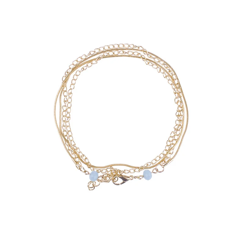 Sindlan Многослойные голубые стразы браслеты с кисточками для женщин простые на