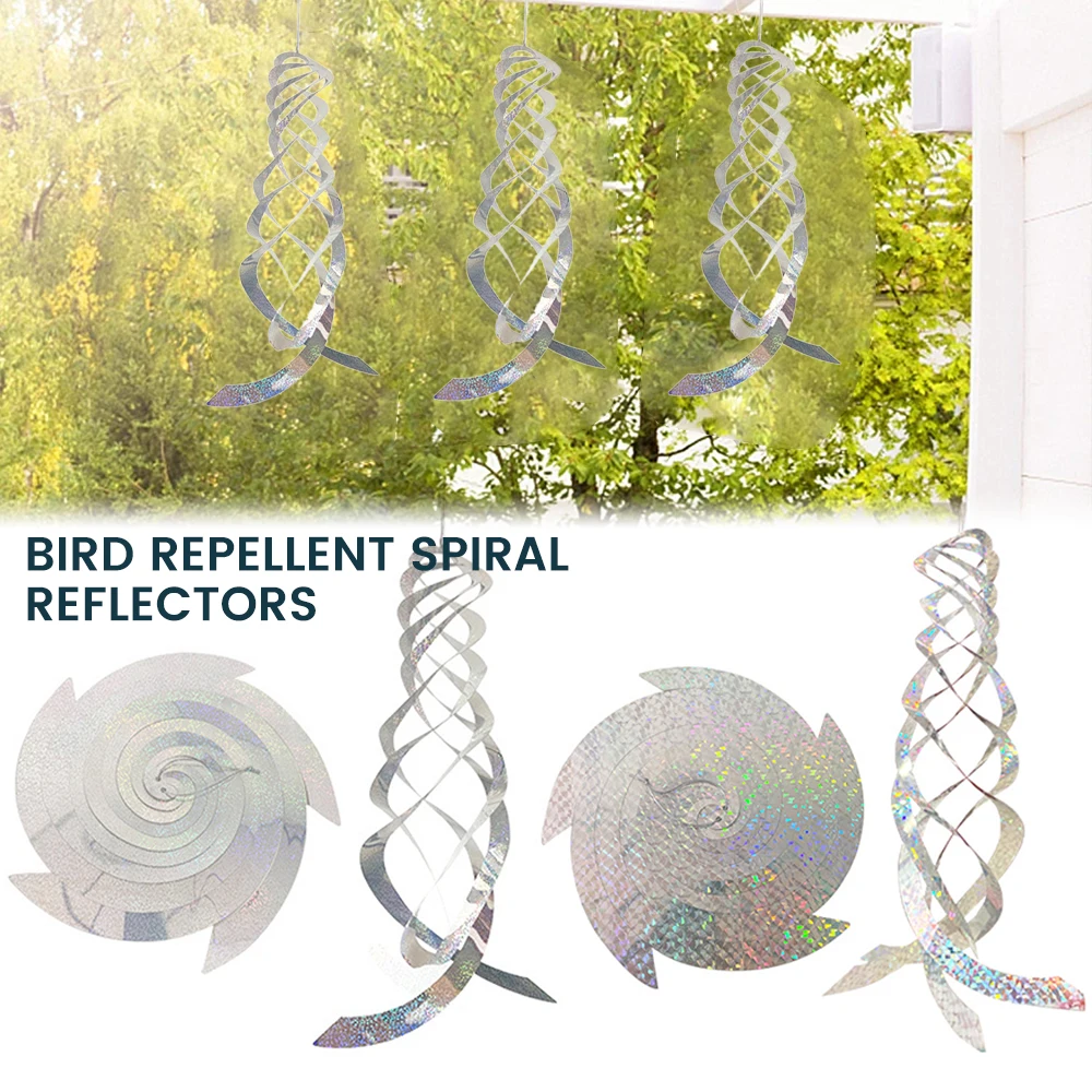 Спиральные отражатели из лавсара для птиц серебристый декоративный прибор