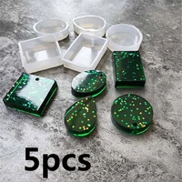 5pcs1pc silicone round square oval waterdrop rectangle shape hole mold diy craft epoxy resin molds necklaces pendant mould new