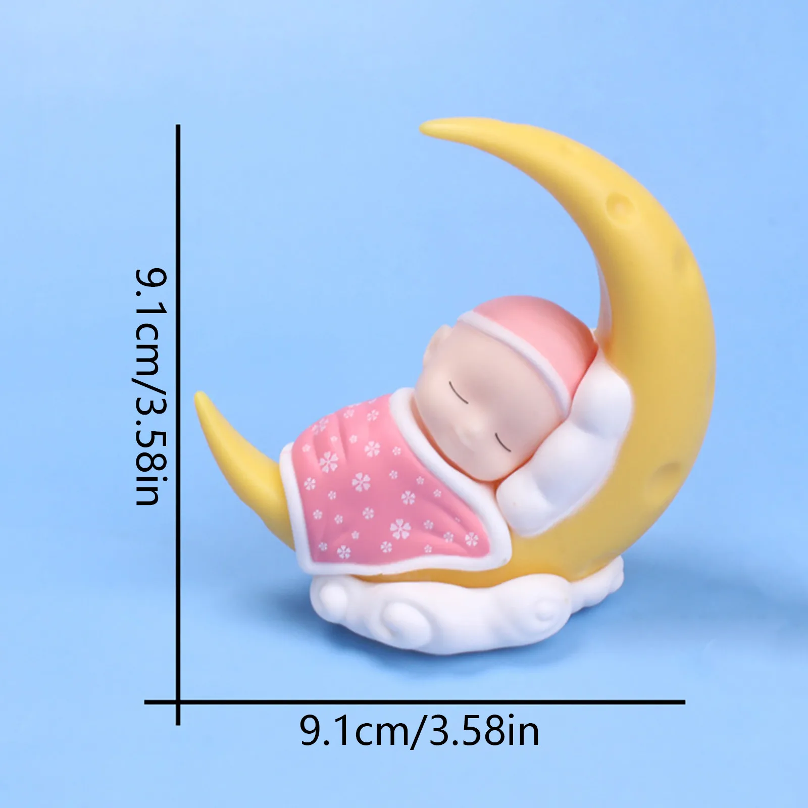 

Micro-View Moon Cover Quilt Sleeping Baby, Handmade Cute Cake Decorations Supplies for Children's Birthday Decorations