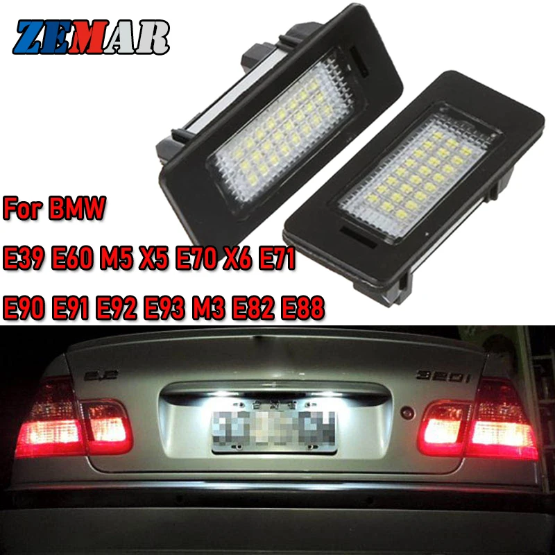 2 шт. светодиодные лампы Canbus для номерного знака BMW E60 E39 M5 E70 E71 X5 X6 E90 E92 E93 M3 1 3 5 Series E88
