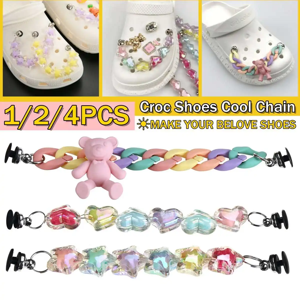 

Christmas Gift DIY Shoe Chain Fashion Croc Charms Decorations Chain Metal Charm Cool Trendy Shoes Accessories Adult New Designer