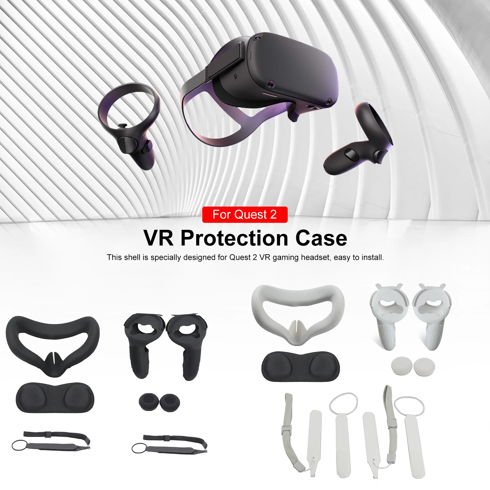 

VR Accessorie Set Protective Cover For Oculus Quest 2 VR Touch Controller With Knuckle Strap Handle Grip For Oculus Quest2