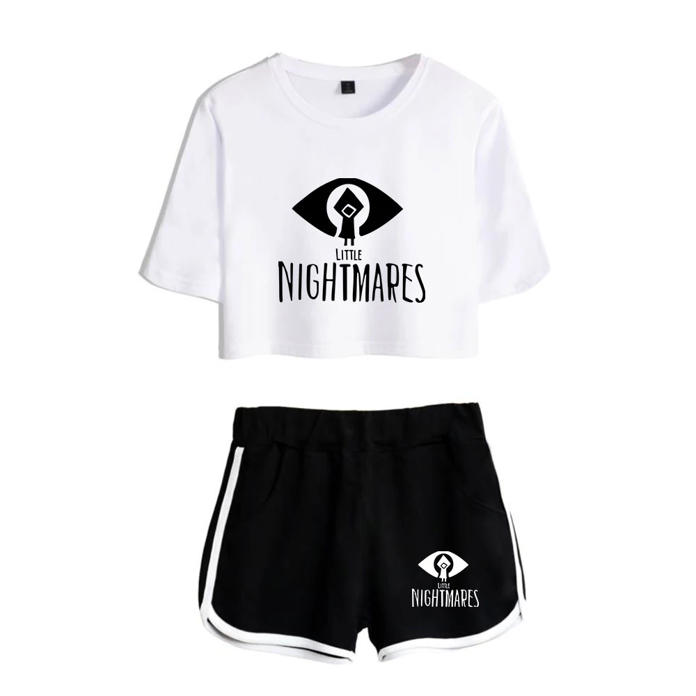 Женский спортивный костюм из двух предметов: короткий топ с коротким рукавом и