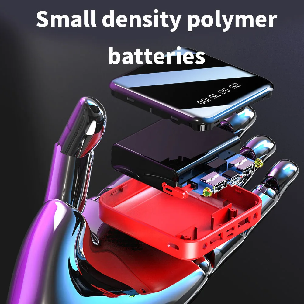 mini lcd power bank 20000mah fast charger 2 usb powerbank portable charging for smart phone dropshipping free global shipping