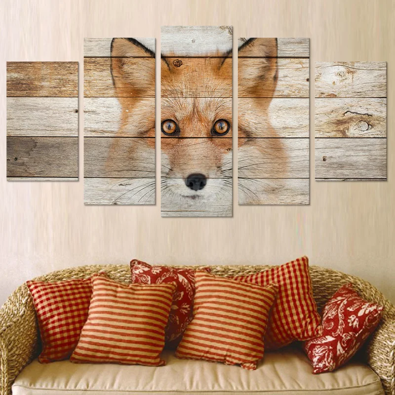 5 Панель сочетают в себе настенный Художественный Холст принты лисы головы