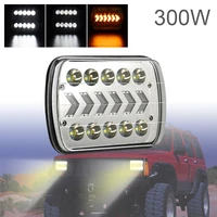 7 inch300w square headlights with white amber arrow drl dynamic sequential turn signal for off road vehicle truck bus