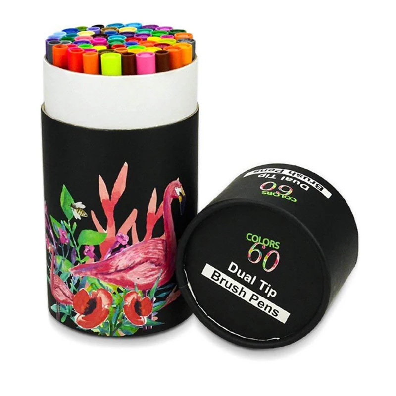 60 Colors Black 100 шт цветные маркеры для рисования кисти и карандаши для рисования акварелью ручки для раскрашивания манга канцелярские принадлежности для каллиграфии - Цвет: 60 Colors Black