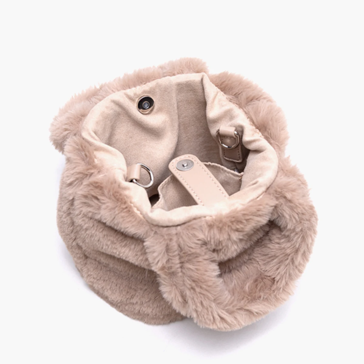 MABULA KEEP CALM BE COOL Faux Fur Tote Handbags 2021 Branded Fashion Soft Crossbody Bag Small Women Phone Purse and Pouch